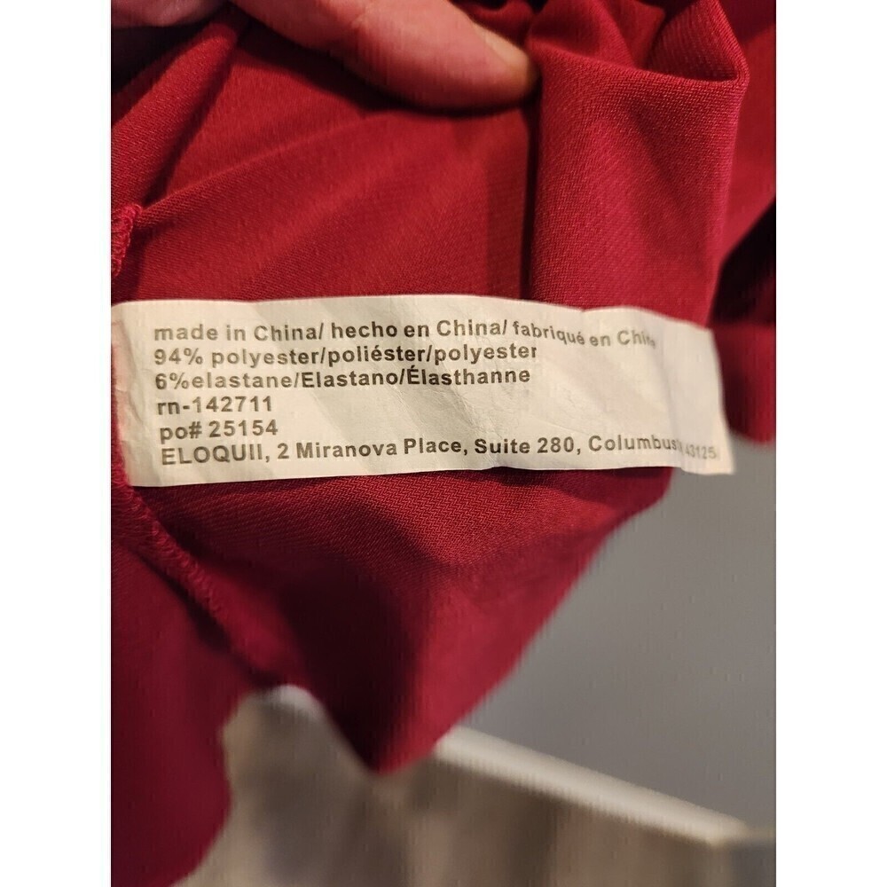 Eloquii Dress Keyhole Cut Out Button Detail Balloon Sleeve Sz 20 Burgandy Nwt - Picture 7 of 10